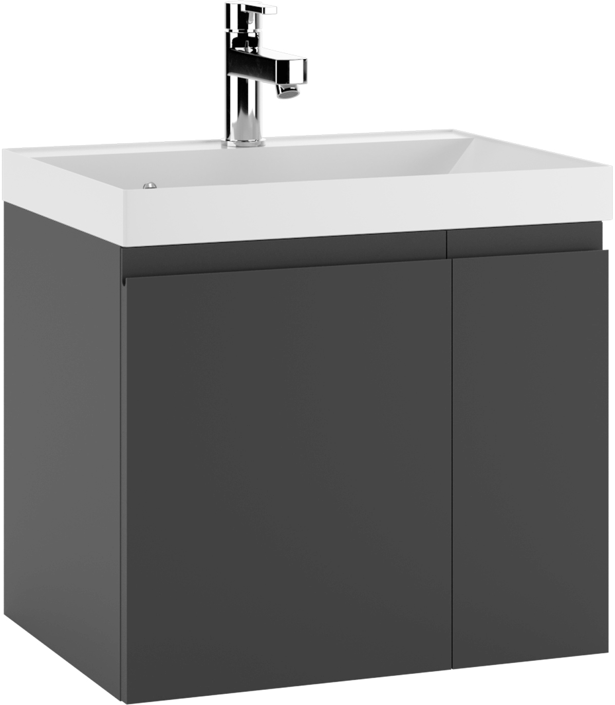 Тумба подвесная под умывальник "ЮНИТ 60" (Unit) Графо (Grafo) графит матовый без ящика  Домино