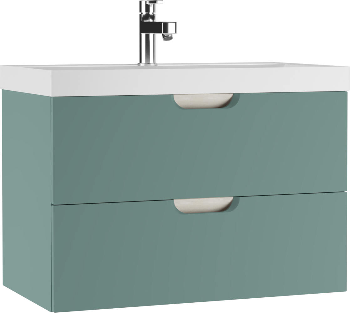 Тумба подвесная под умывальник "ЮНИТ 80" (Unit) Дюна (Dune) Олива В2 Домино