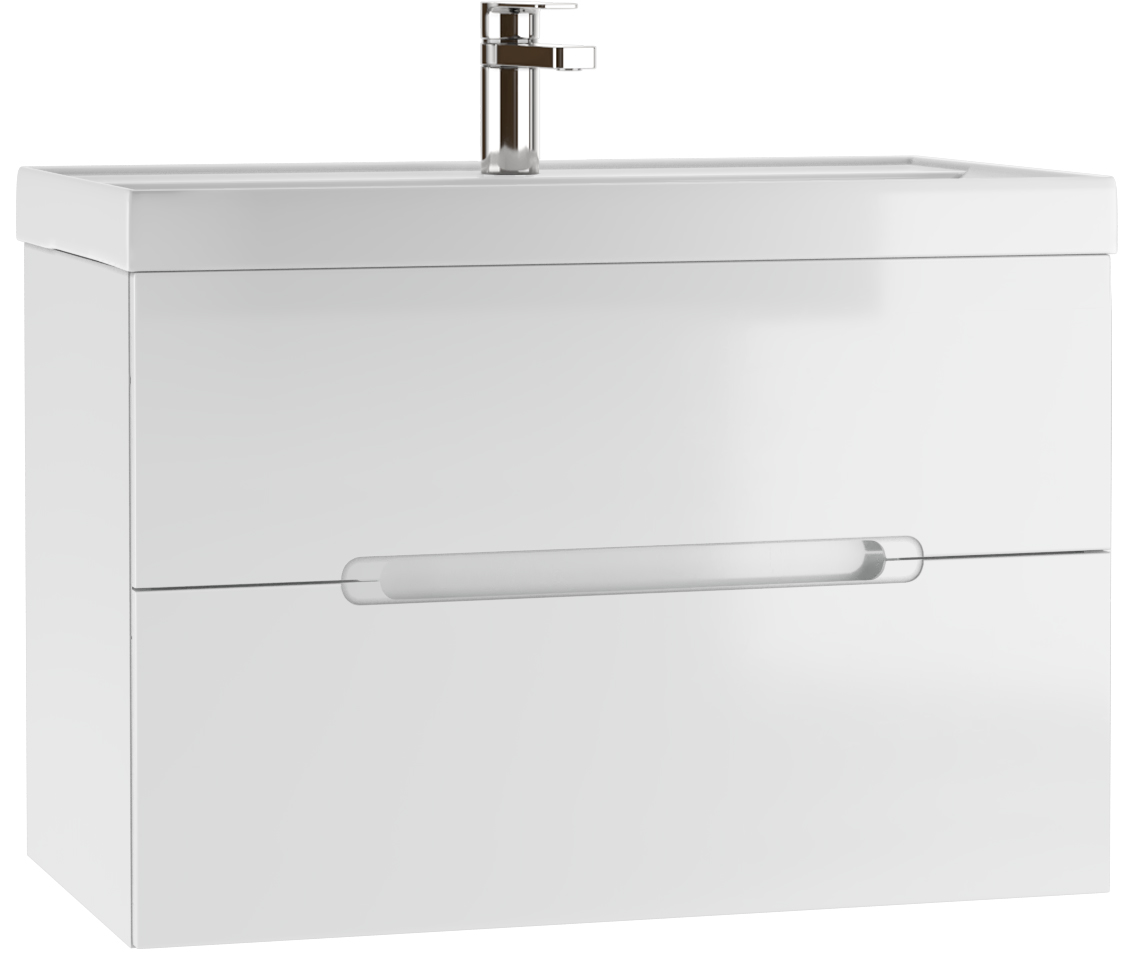 Тумба подвесная под умывальник "Мариа 80" (Maria) Мальта (Malta) с двумя ящиками В2 Домино