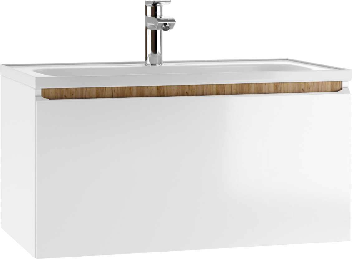 Тумба подвесная под умывальник "ЮНИТ 80" (Unit) Сенатор (Senator) с двумя ящиками В2 Домино