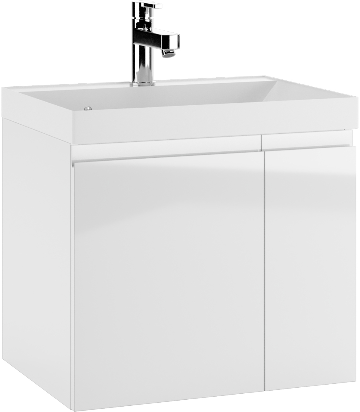 Тумба подвесная под умывальник "ЮНИТ 60" (Unit) Графо (Grafo) белый глянец без ящика  Домино