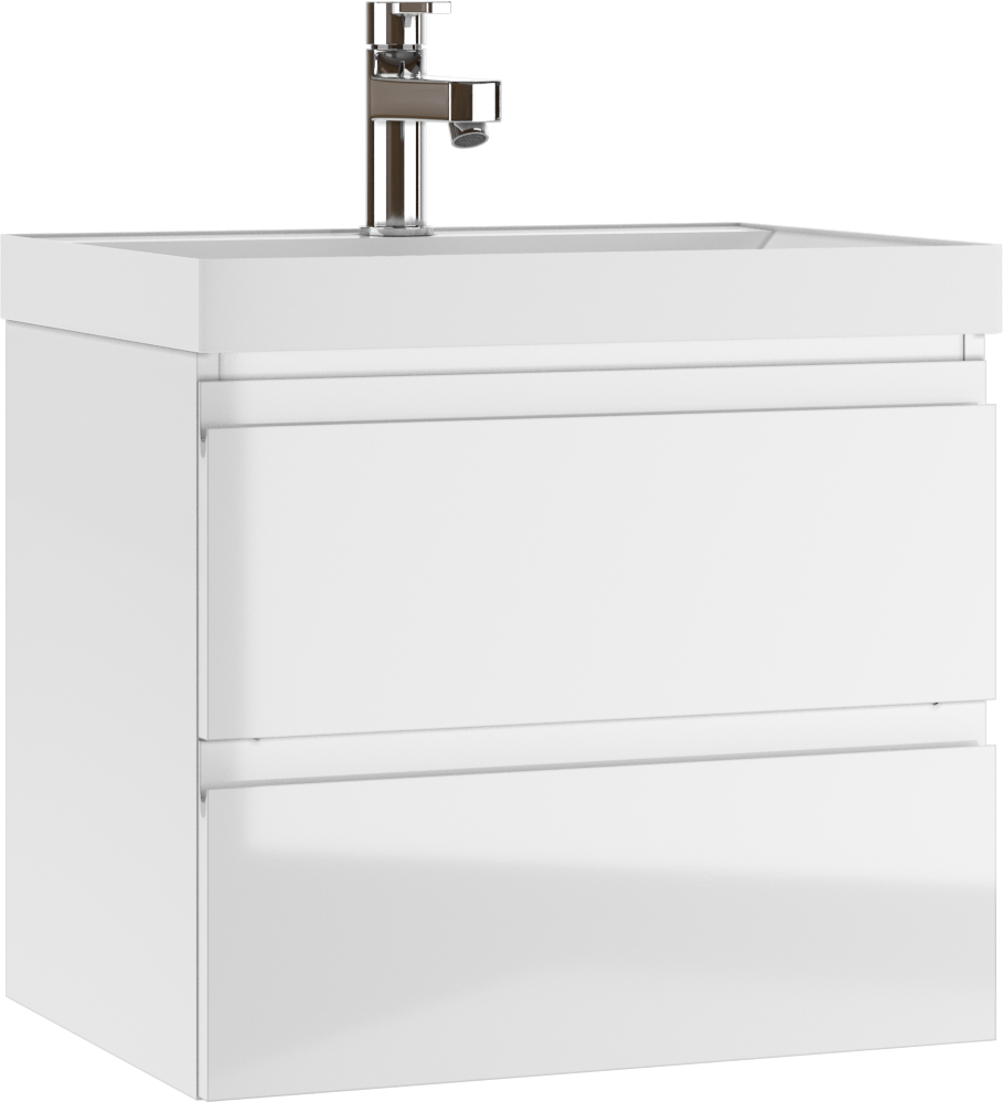 Тумба подвесная под умывальник "ЮНИТ 60" (Unit) Графо (Grafo) белый глянец В2 Домино