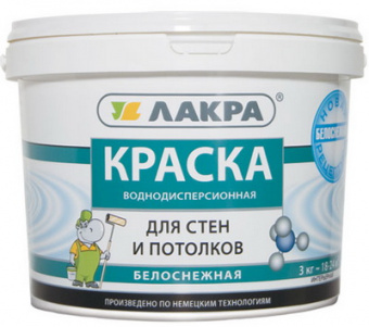 Краска интерьерная для стен и потолков белоснежная Лакра (14кг)