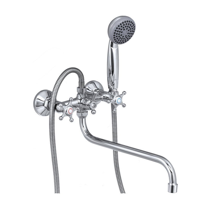 Смеситель для ванны с длинным изливом ,перекл. флажковый, двуручный.И31 СЛАВЕН