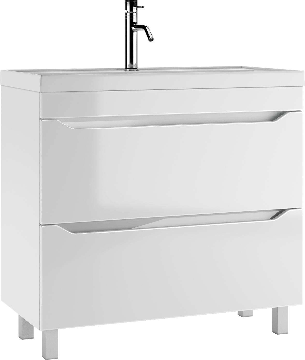 Тумба под умывальник "Базис 90" (Bazis) Ева с двумя ящиками В2 АЙСБЕРГ