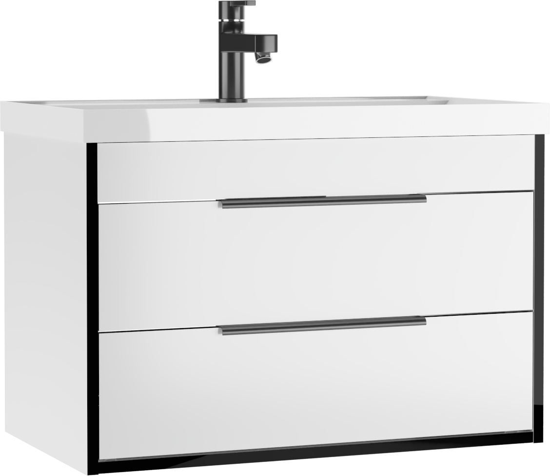 Тумба подвесная под умывальник "ЮНИТ 80" (Unit) Форта (Forta) B2 Белый Домино