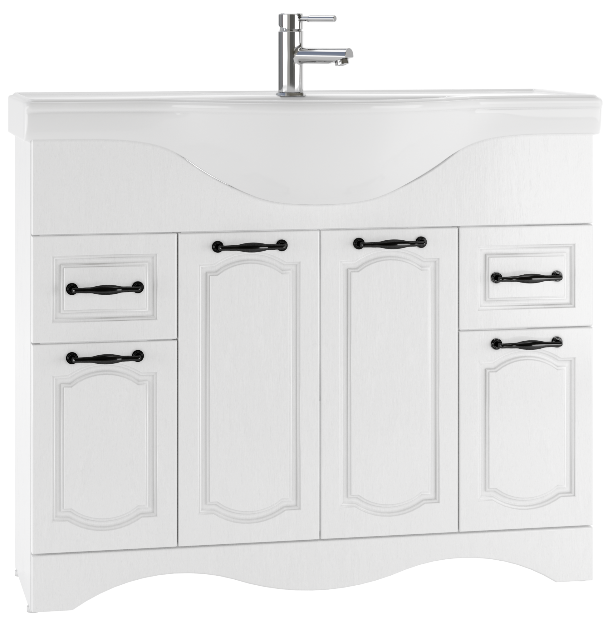 Тумба под умывальник "Классика 105" Рич (Rich) Белое Дерево с 2 верхними ящиками Домино