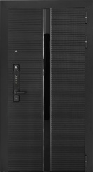 Дверь мет. LUKSE_504_черн_муар_черный карбон_чесура светлая 960 правая