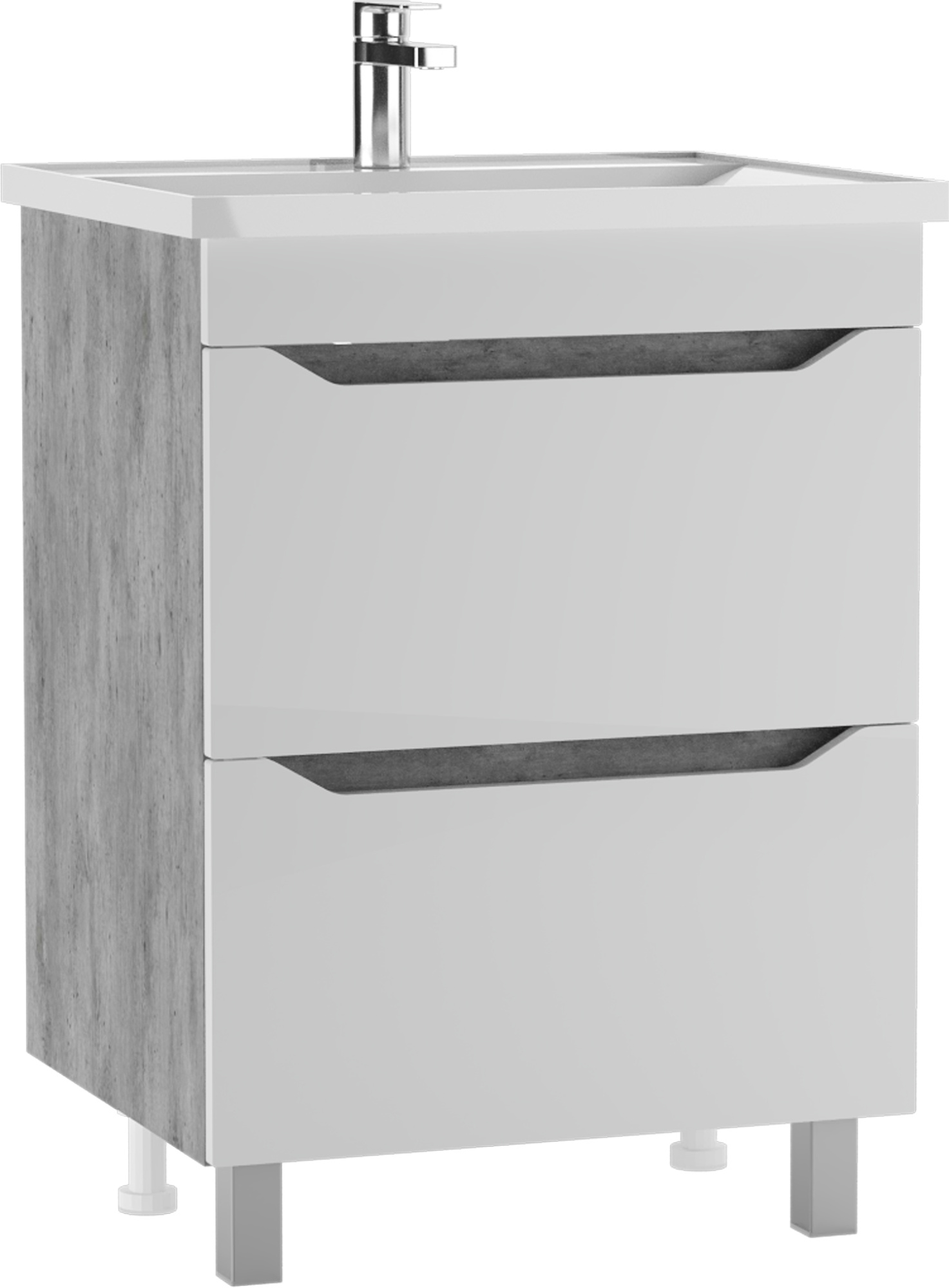 Тумба под умывальник "НОВА 60" (Nova) Ева с двумя ящиками В2 Бетон АЙСБЕРГ
